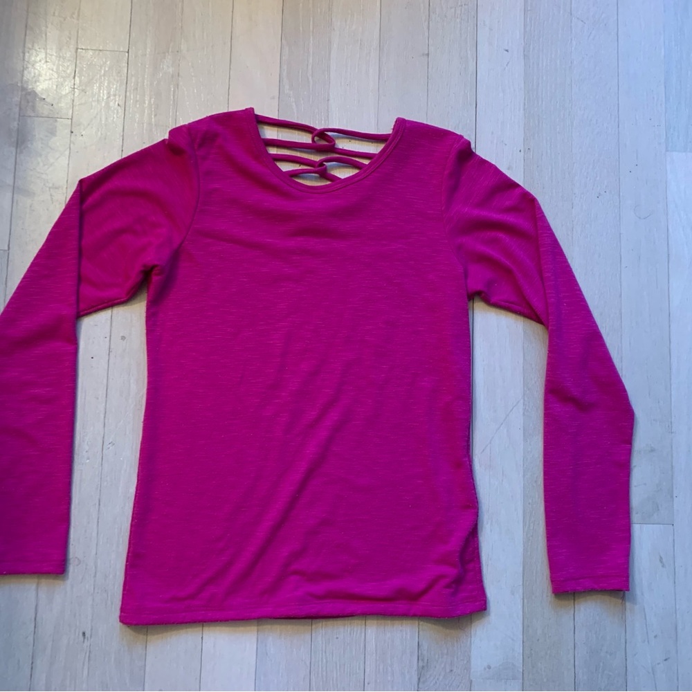 Pink Fuchsia Long Sleeve Top with Strappy Back
